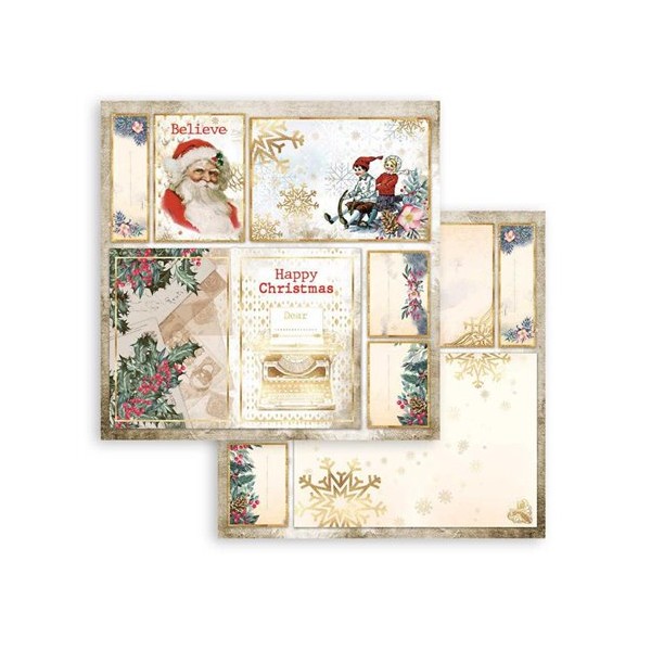 Feuille scrapbooking Stamperia Christmas Patchwork rondes 30x30cm double face