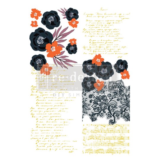 Transfert pelliculable Redesign Collection CeCe Fleur Noire 61x89cm