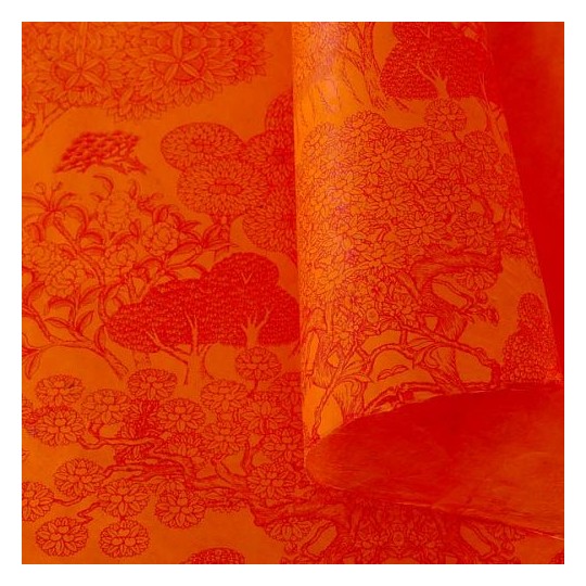 Papier népalais lokta Kongpo lamaLi orange Papier népalais lokta Kongpo lamaLi orange