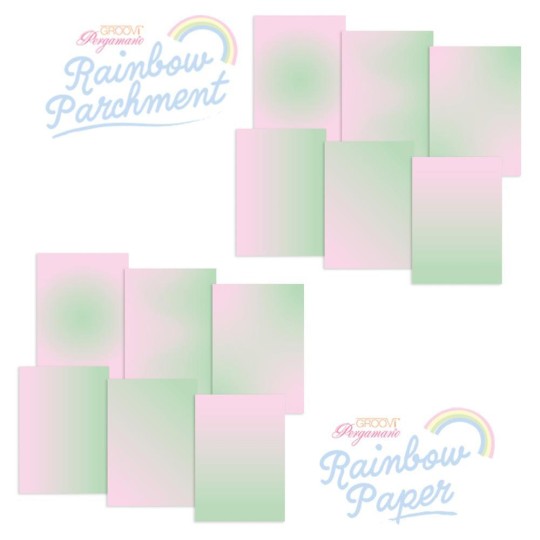 Papier parchemin Groovi A4 duo arc en ciel 12 feuilles