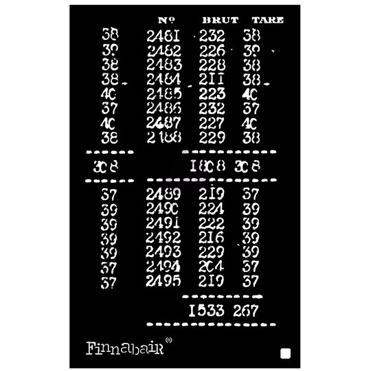 Pochoir décoratif Finnabair Book of numbers 15X22cm 0.8mm