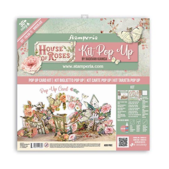Kit PopUp scrapbooking House of Roses Stamperia 30x30