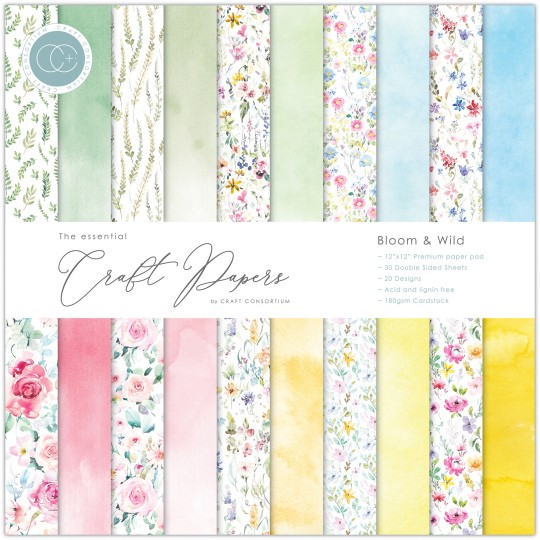 Papier scrapbooking Craft Consortium Bloom & Wild 30fe 30x30 assortiment