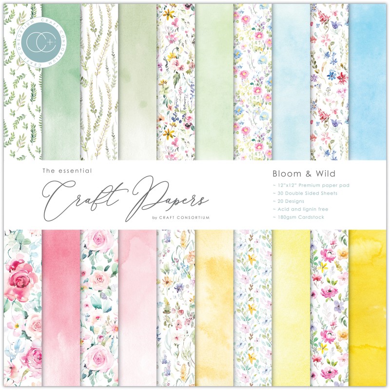 Papier scrapbooking Craft Consortium Bloom & Wild 30fe 30x30 assortiment