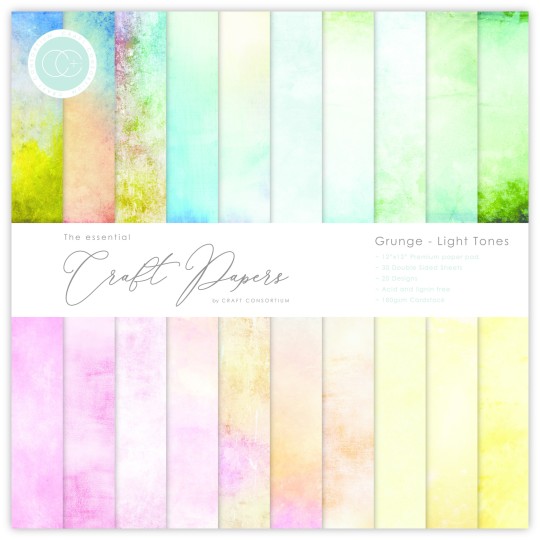 Papier scrapbooking Craft Consortium Grunge Light Tones 30fe 30x30 assortiment