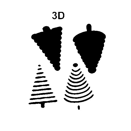 Pochoir plastique 2 sapins rayés en 3D