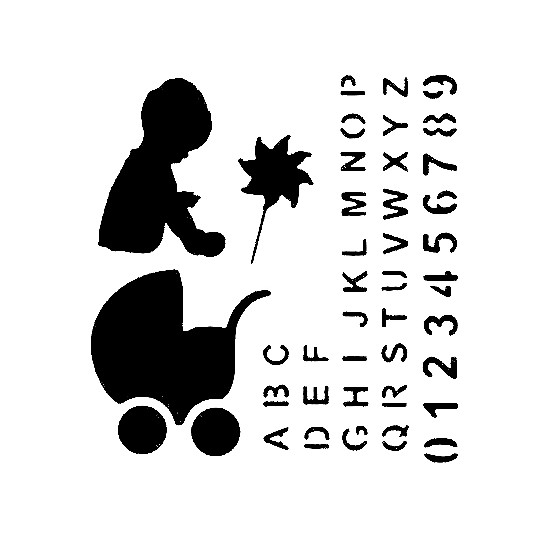Pochoir plastique petit garçon & alphabet