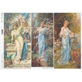 Papier de riz 3 femmes A3