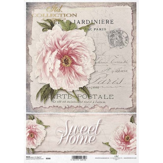 papier riz Rose vintage et dentelle