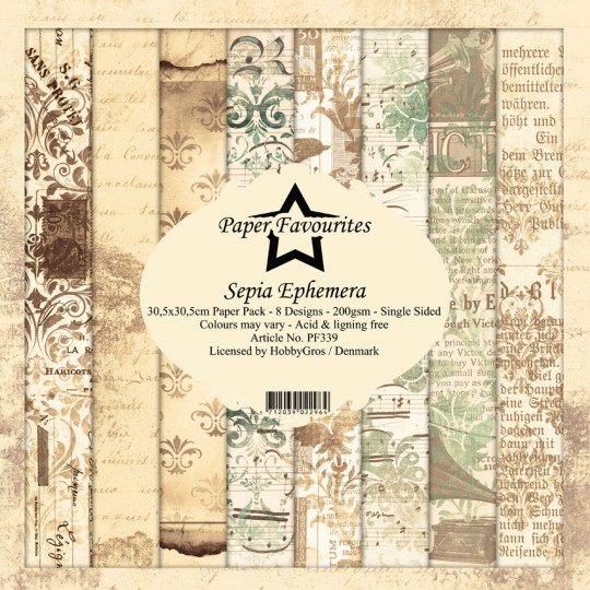 Papier scrapbookingt Paper Favourites Sepia Ephemera 30x30 8fe assortiment