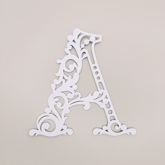 Chipboard bois léger lettre floral A 10x10cm