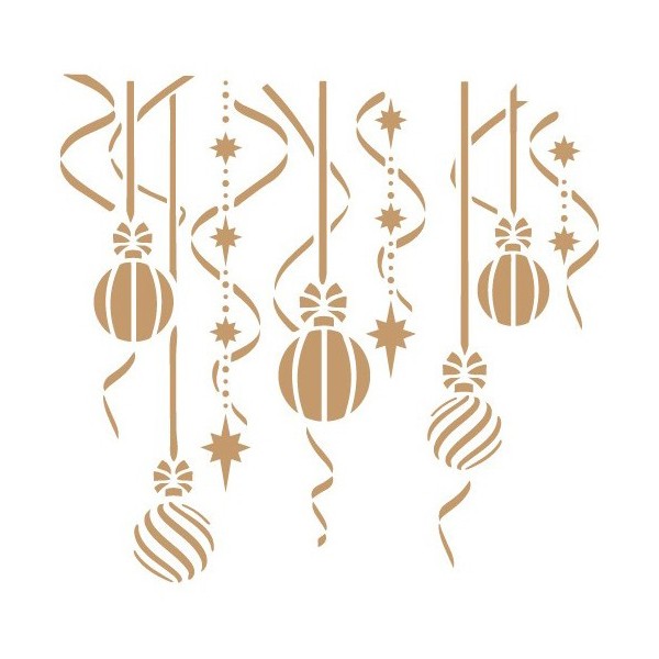 Pochoir décoratif Mya Noël guilande de boules 20 x 20 cm - 17 x 17 cm