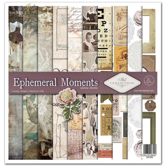 Papier scrapbooking Ephemeral Moments 10 feuilles 30x30 assortiment