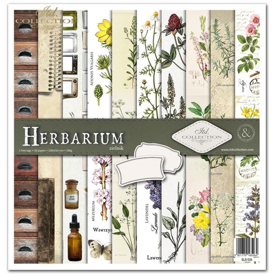 Papier scrapbooking Herbarium 10 feuilles 30x30 assortiment