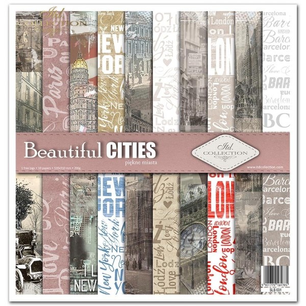 Papier scrapbooking assortiment Beautiful Cities 10 feuilles 30x30