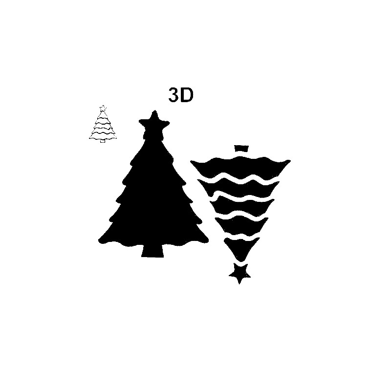 Pochoir plastique sapin 3D