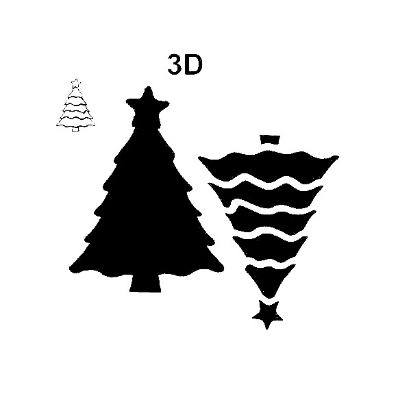 Pochoir plastique sapin 3D