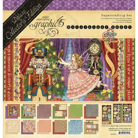 Papier scrapbooking Graphic45 Casse-Noisette 30x30 Assortiment Deluxe