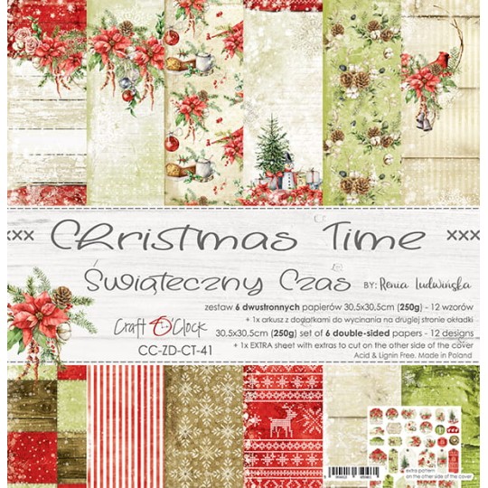 Assortiment scrapbooking Craft O Clock Christmas Time Noël 6fe 30x30