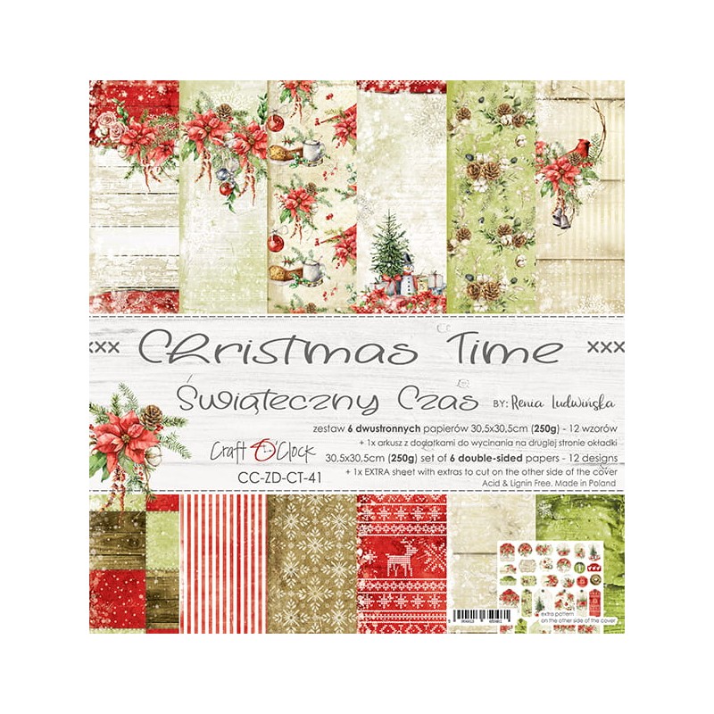 Assortiment scrapbooking Craft O Clock Christmas Time Noël 6fe 30x30