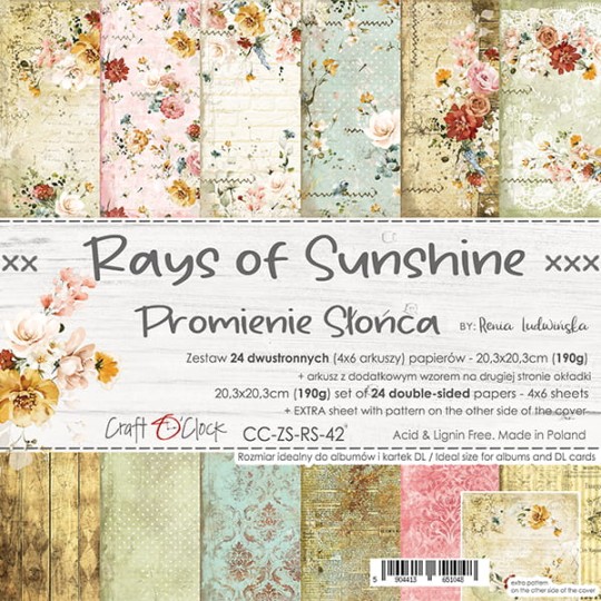 Assortiment scrapbooking Craft O Clock Rays of Sunshine Rayons de Soleil 24fe 20x20