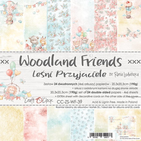 Assortiment scrapbooking Craft O Clock Woodland Friends 24fe 20x20