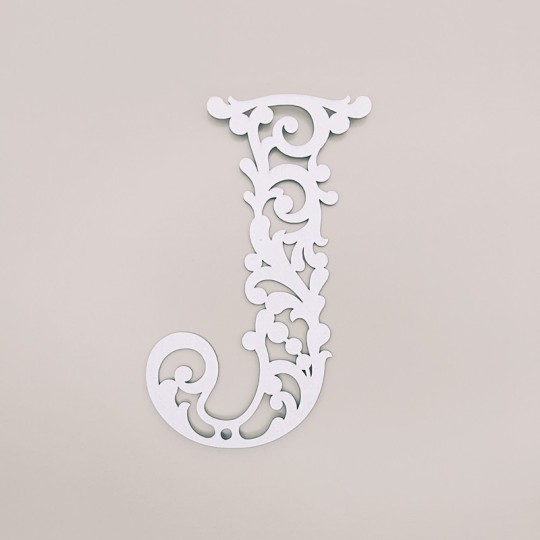 Chipboard bois léger lettre floral J 6,5x6,5cm