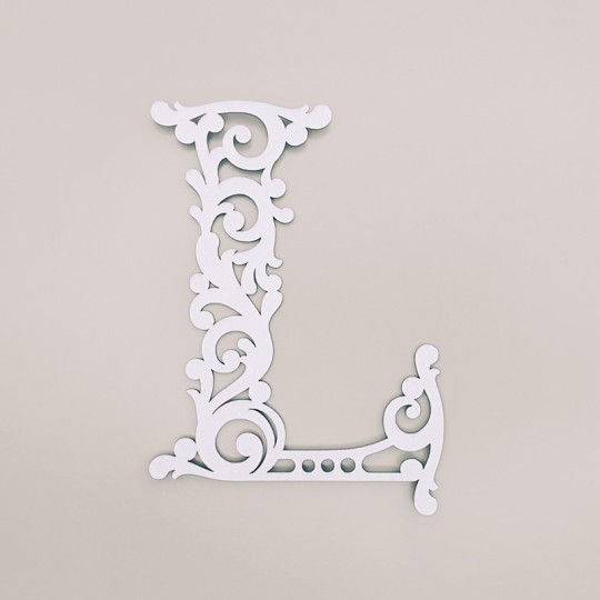 Chipboard bois léger lettre floral L 6,5x6,5cm