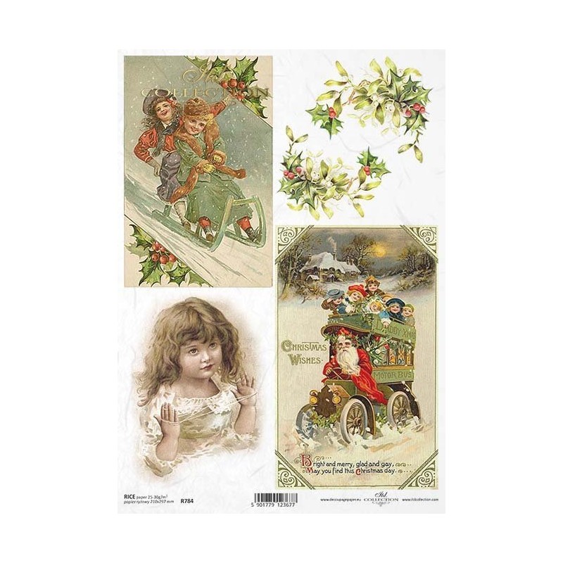 Papier de riz enfants noel A4