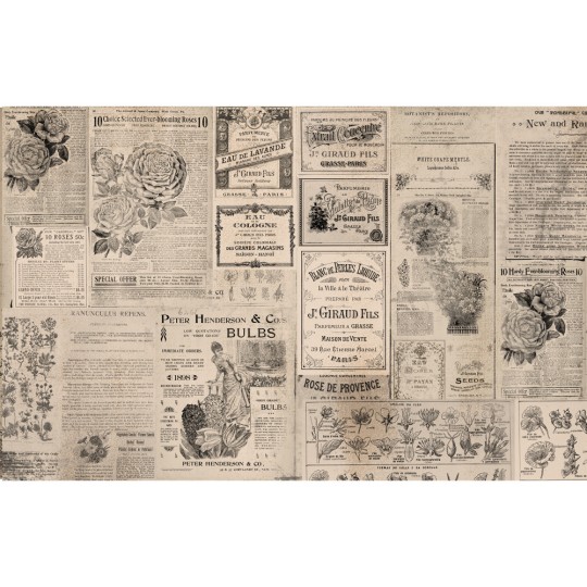 Papier de Murier Tissu Mulberry Newsprint Redesign 48x76cm