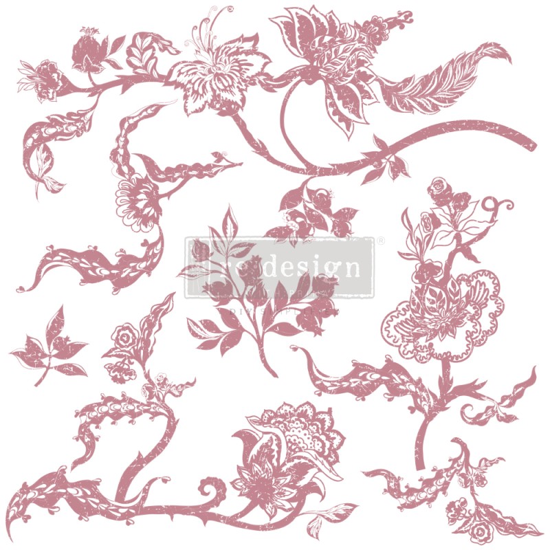 Tampon Redesign Decor Stamps Distressed Floral Prints 30,5x30,5cm - 7 pièces