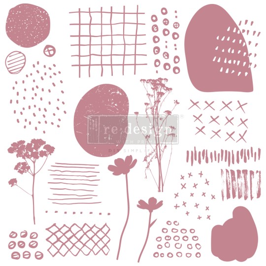 Tampon Redesign Decor Stamps Abstract Scribbles 30,5x30,5cm - 19 pièces 