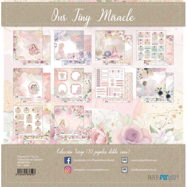 Papier scrapbooking Our Tiny Miracle Paper for You recto verso 30x30 12fe assortiment