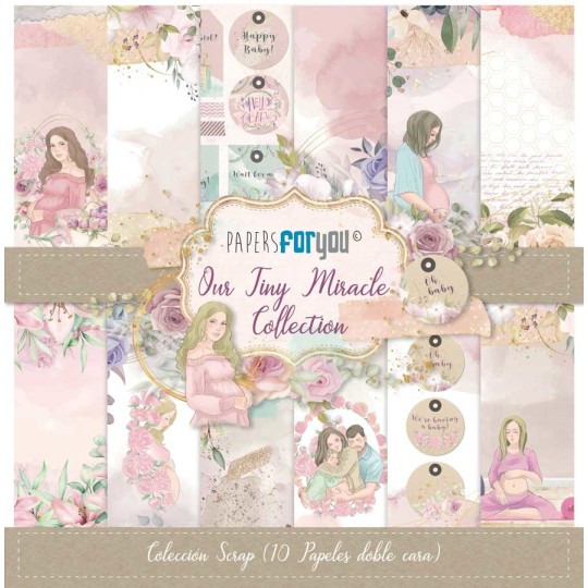 Papier scrapbooking Our Tiny Miracle Paper for You recto verso 30x30 12fe assortiment