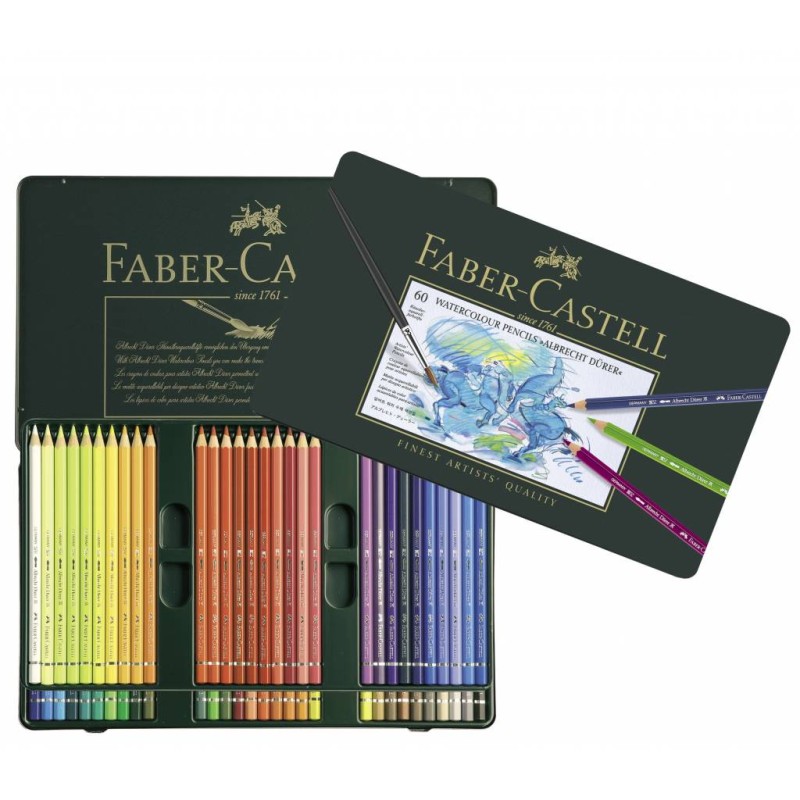 Boite métal 60 crayons Faber Castell aquarellables