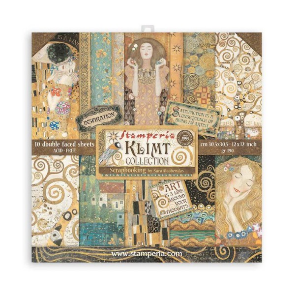 Papier scrapbooking assortiment Stamperia Klimt 10f 30x30