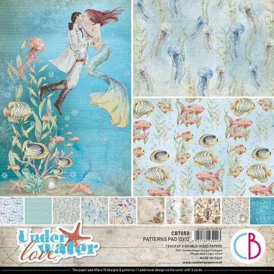 Papier scrapbooking Ciao Bella Underwater Love Patterns 8fe 30x30 assortiment