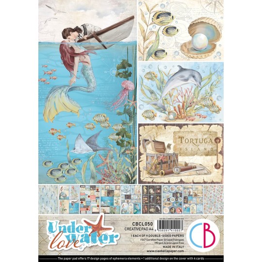 Papier scrapbooking Ciao Bella Underwater Love 9fe A4 assortiment