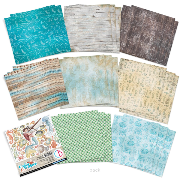 Papier scrapbooking Ciao Bella Underwater Love 24f 15x15 assortiment Fussy Cut Pad