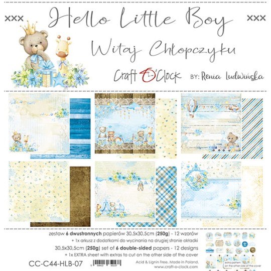 Assortiment scrapbooking Craft O Clock Hello Little Boy 6fe 30x30