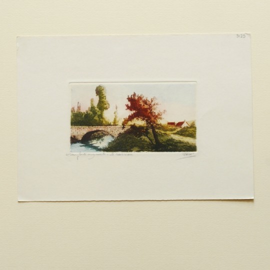 Gravure originale le ruisseau Gravure originale le ruisseau