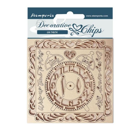 Chipboard carton DayDream horloge Stamperia 14x14cm