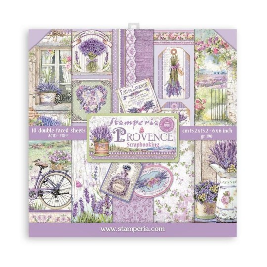 Papier scrapbooking Provence Stamperia 10f double face 15x15 assortiment