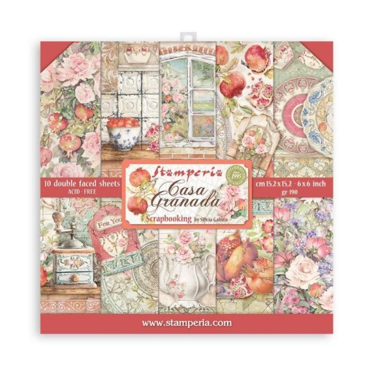 Papier scrapbooking Casa Granada Stamperia 10f double face 15x15 assortiment