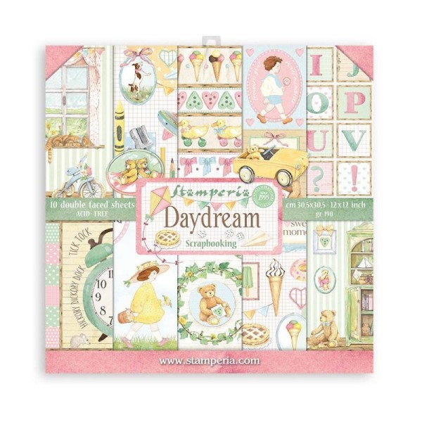 Papier scrapbooking assortiment Stamperia DayDream 10f double face 15x15