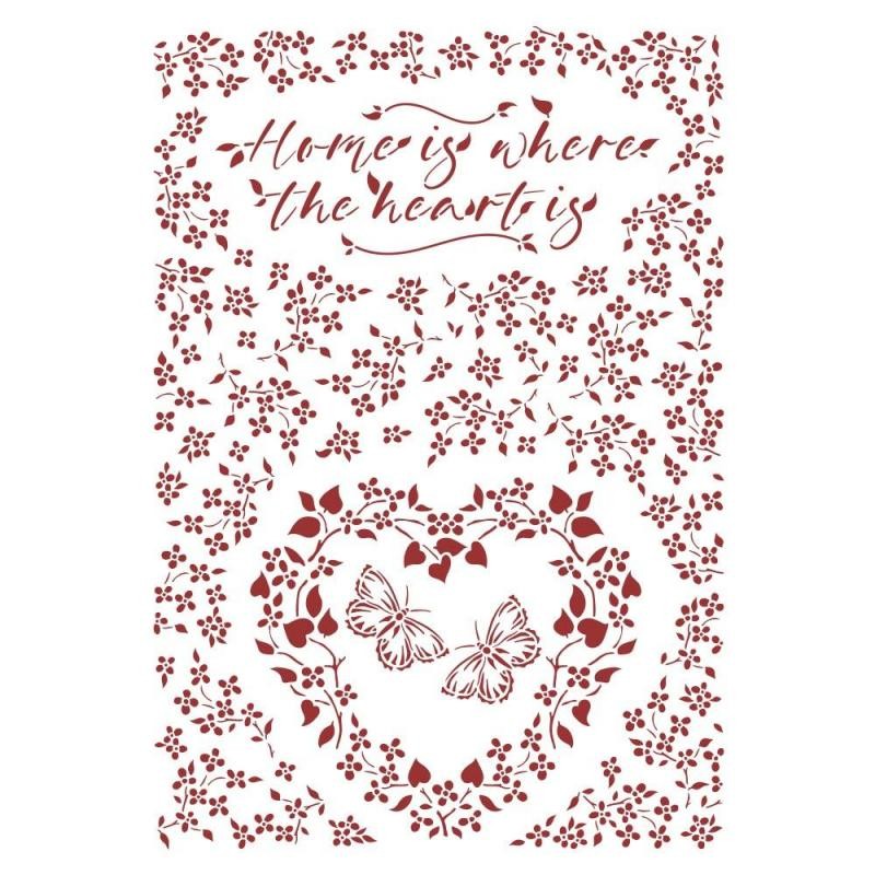 Pochoir scrapbooking Provence Home is where the heart is Stamperia A4