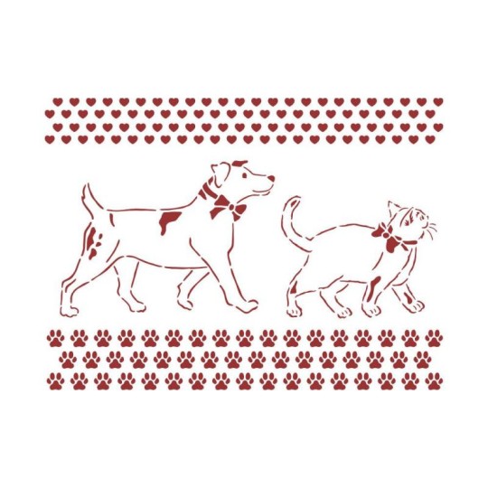 Pochoir plastique DayDream chien et chat 15x20cm Stamperia Pochoir plastique DayDream chien et chat 15x20cm Stamperia
