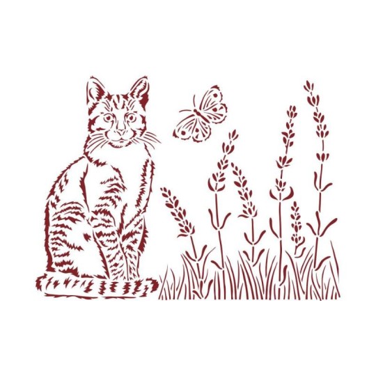 Pochoir plastique Provence chat 15x20cm Stamperia
