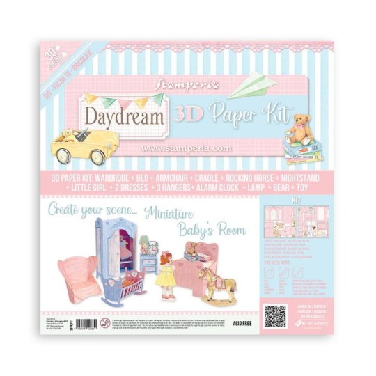 Kit PopUp scrapbooking DayDream chambre de bébé Stamperia 30x30cm