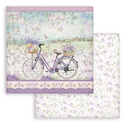 Feuille scrapbooking Stamperia Provence vélo 30x30cm